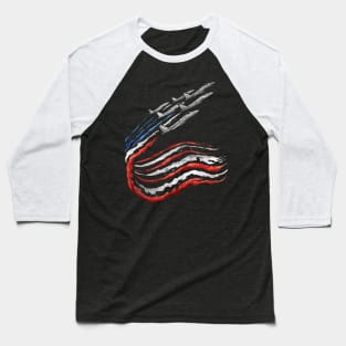 Aircraft emit colored smoke in US flag colors Baseball T-Shirt